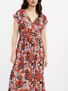 LOFT Tropical Midi Dress